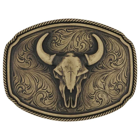Just Country Men's Montana Silversmiths Wild Ambition Buffalo Skull Attitude Belt Buckle