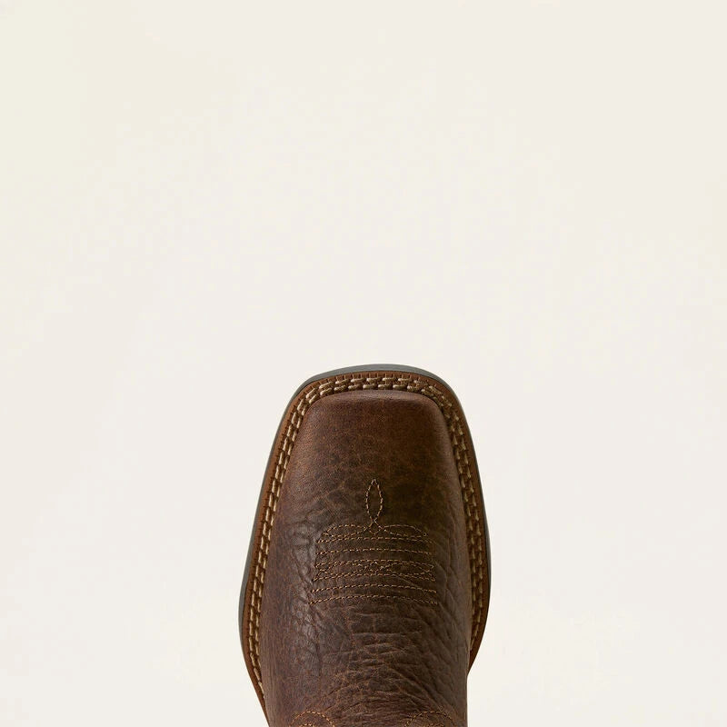 Ariat Kid's Driftwood Wide Square Toe Western Boots in Earth Royal Chocolate Full-Grain Leather