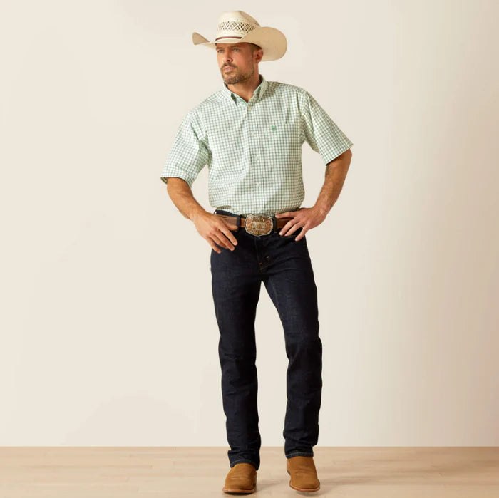 Ariat Men's Pro Damian SS Shirt - White/Green