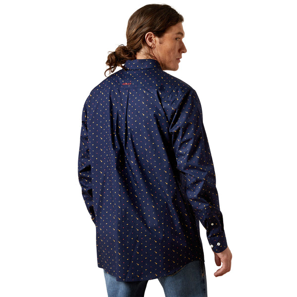 Ariat Men's Wrinkle Free Beaux Navy Fitted Long Sleeve Shirt