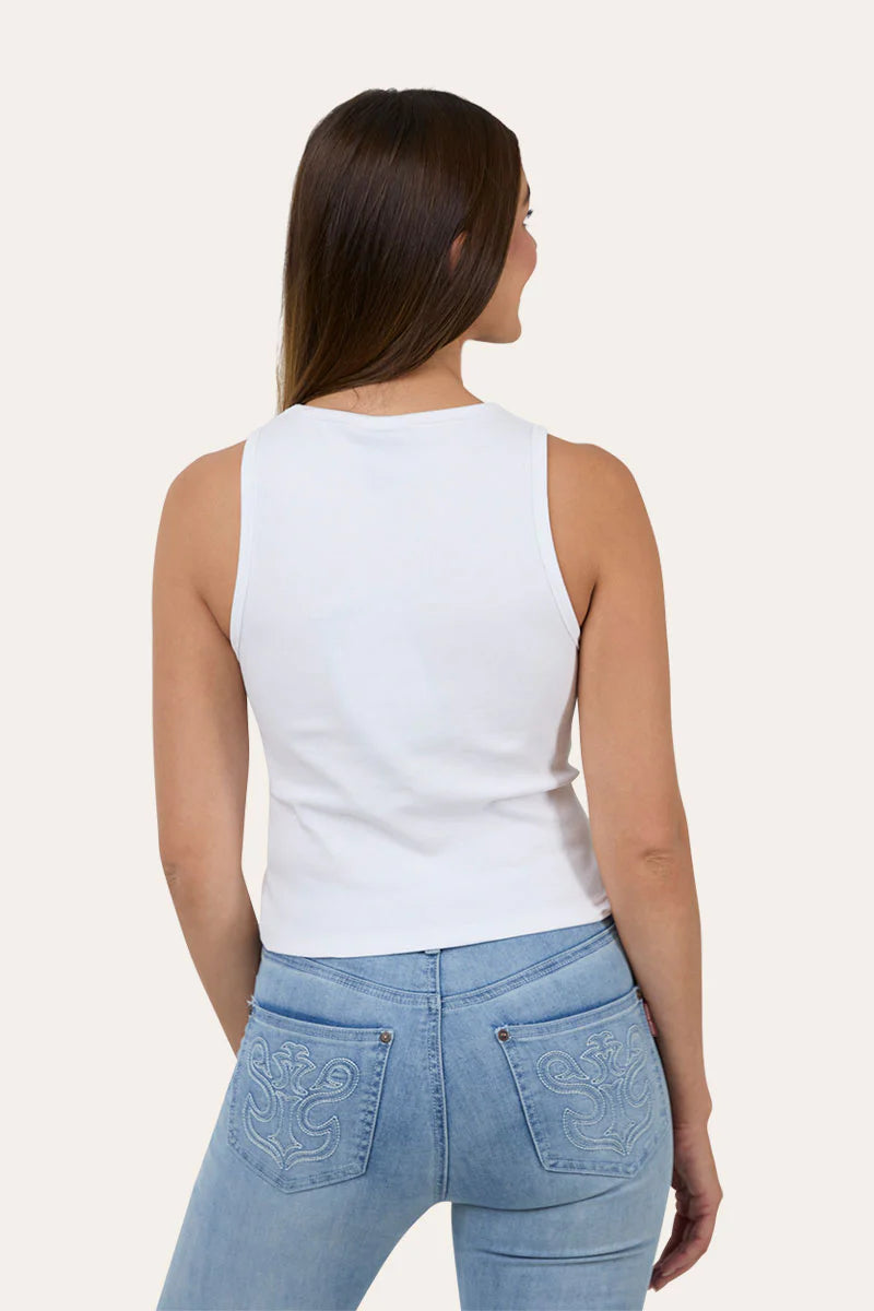 Ringers Western Womens All Star Rib Tank - White