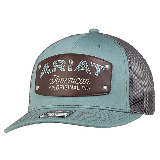 Ariat Mens American Original Patch Mesh Snapback Cap - Blue Grey