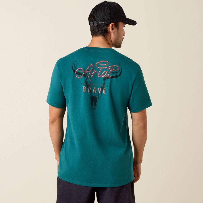 Ariat Men's Cattle Skull Freedom Classic Fit T-Shirt - Mediterranean