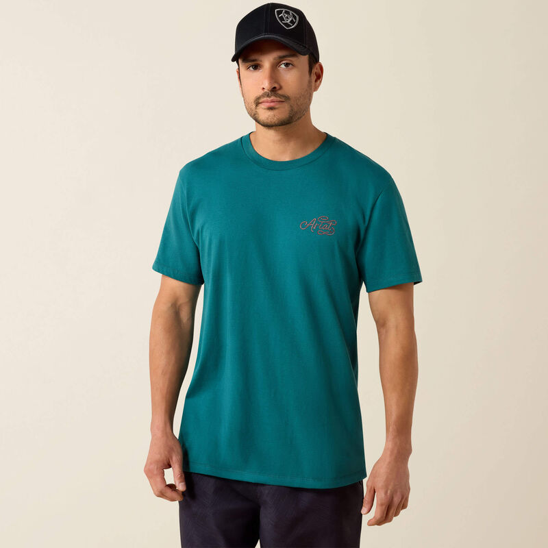 Ariat Men's Cattle Skull Freedom Classic Fit T-Shirt - Mediterranean