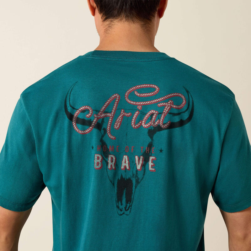 Ariat Men's Cattle Skull Freedom Classic Fit T-Shirt - Mediterranean