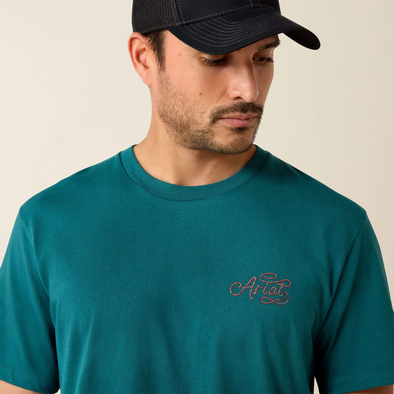 Ariat Men's Cattle Skull Freedom Classic Fit T-Shirt - Mediterranean
