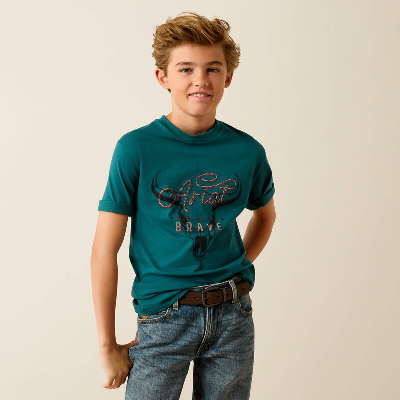 Ariat Boy's Cattle Skull Freedom T-Shirt - Mediterranean
