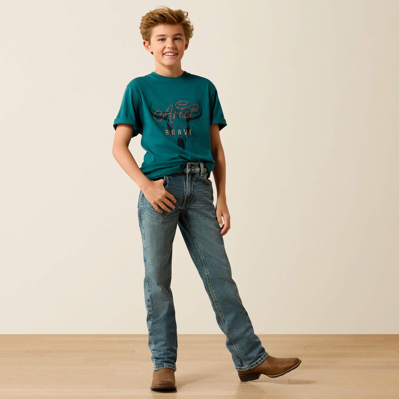 Ariat Boy's Cattle Skull Freedom T-Shirt - Mediterranean