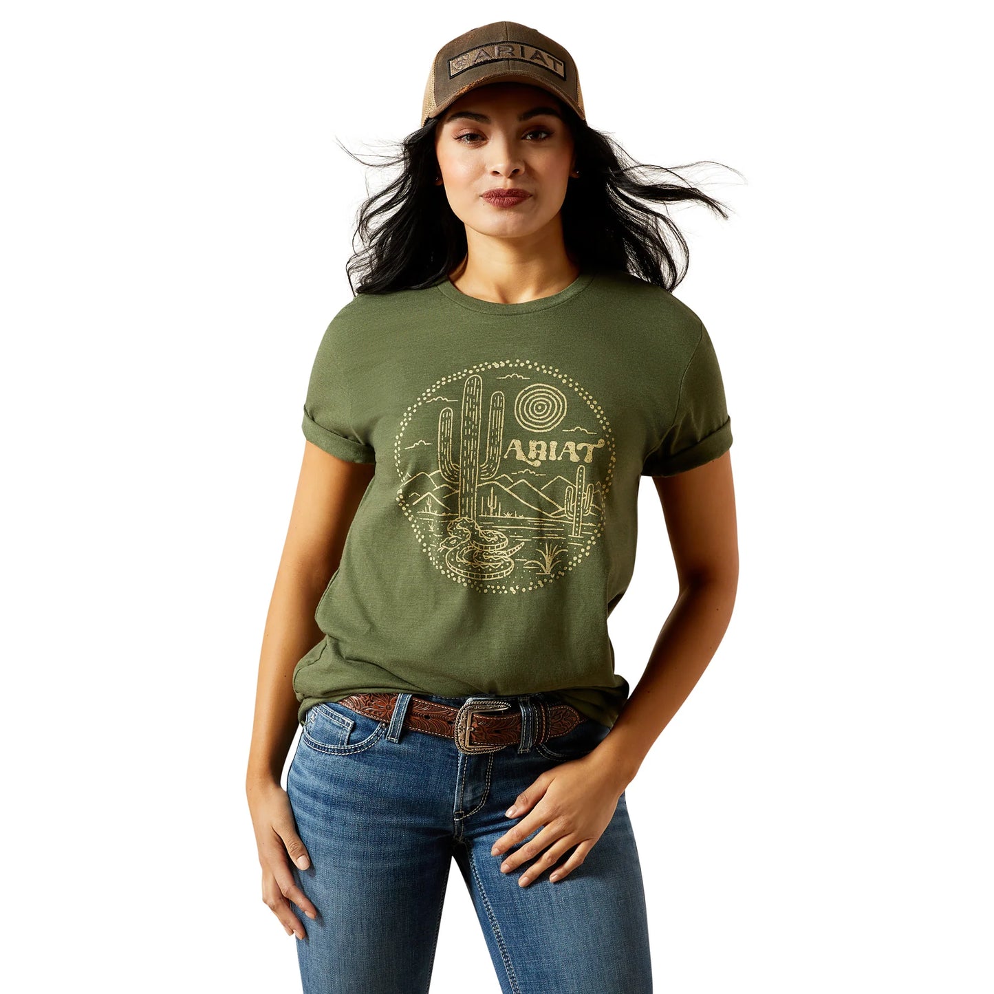 Ariat Ladies Desert Snake Olive Green T-Shirt