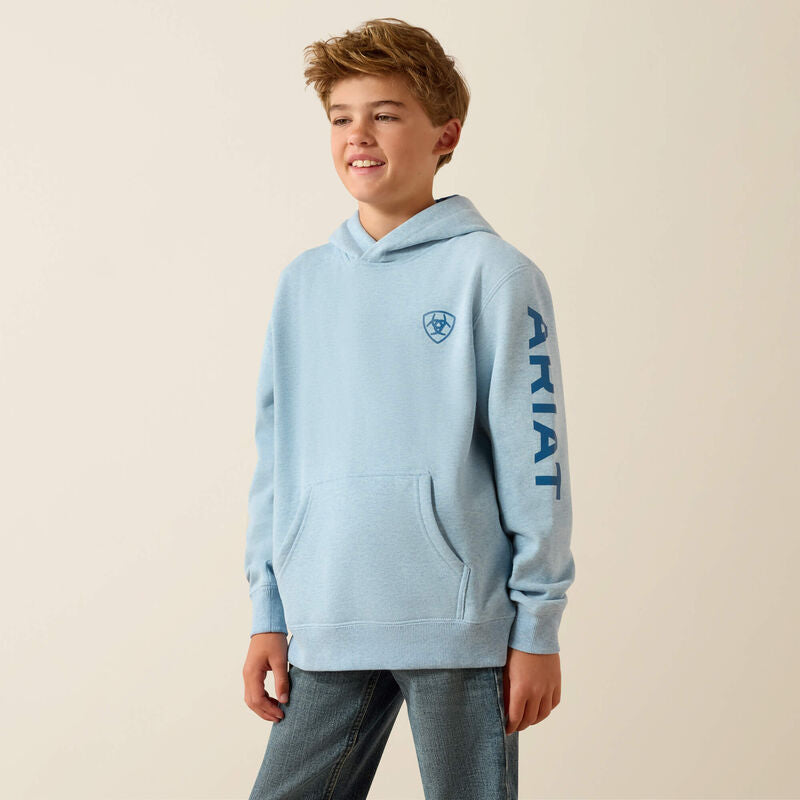 Ariat Boy's Logo Hoodie - Baby Blue Heather