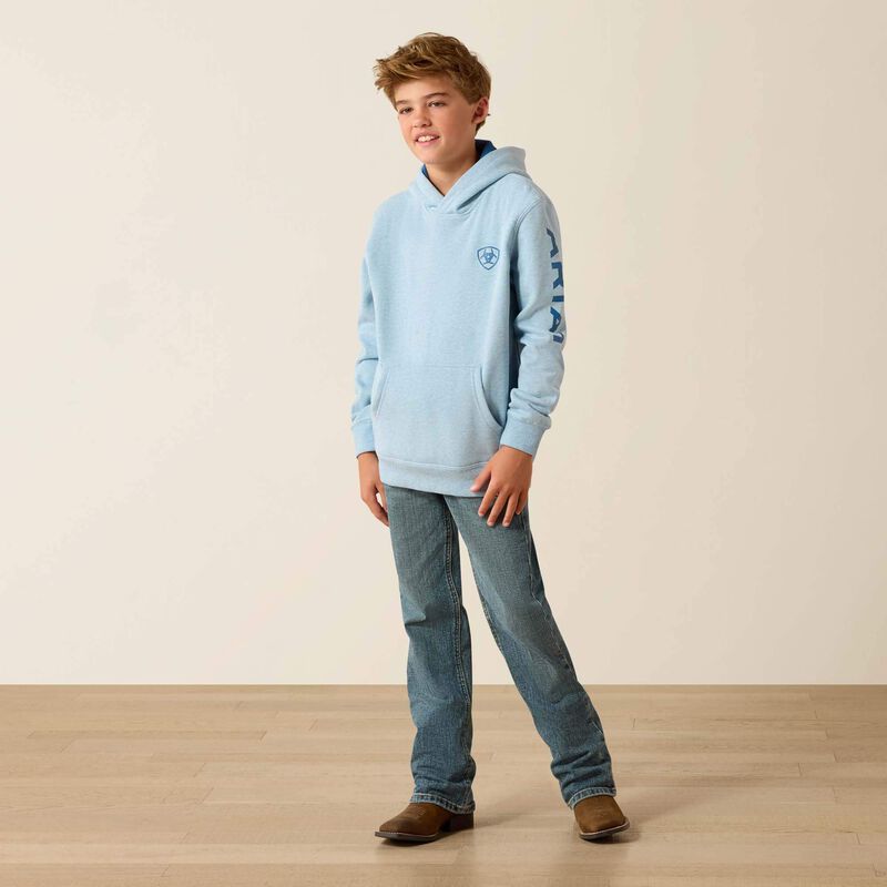 Ariat Boy's Logo Hoodie - Baby Blue Heather