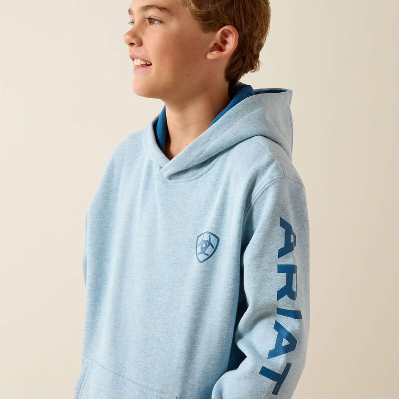 Ariat Boy's Logo Hoodie - Baby Blue Heather