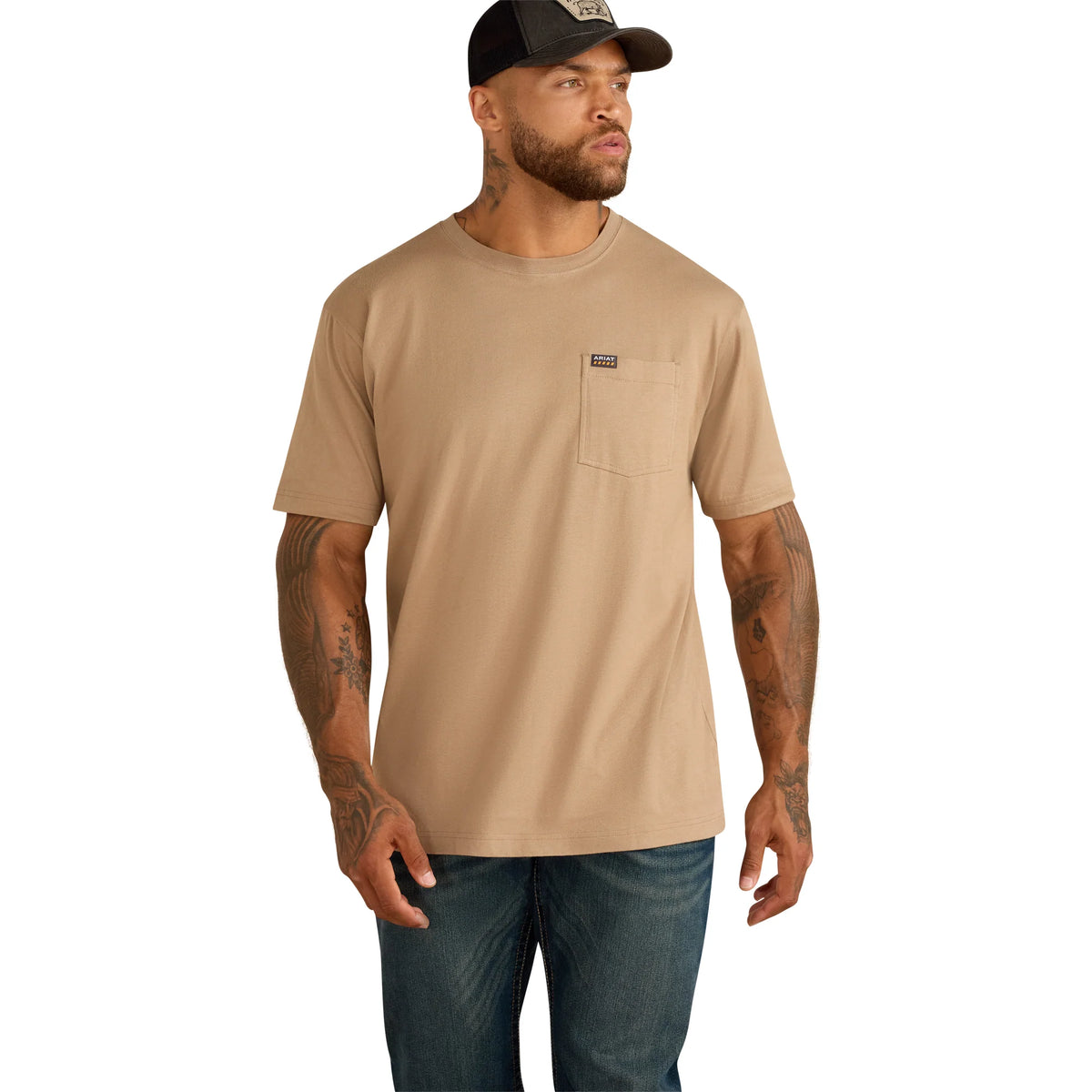 Ariat Rebar Cotton Strong Greige Standard Pocket T-Shirt