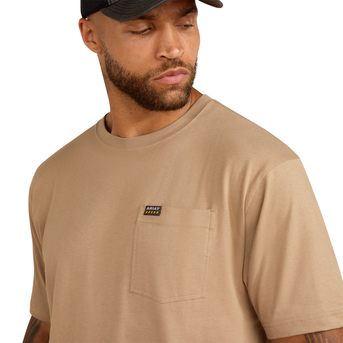 Ariat Rebar Cotton Strong Greige Standard Pocket T-Shirt