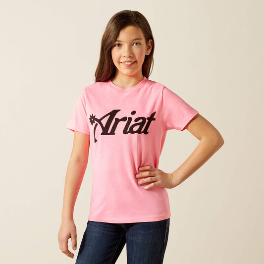 Ariat Girl's Spur Script T-Shirt - Pink Ice