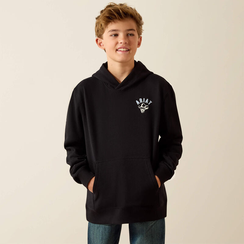 Ariat Boy's Stitched Skull Hoodie - Black