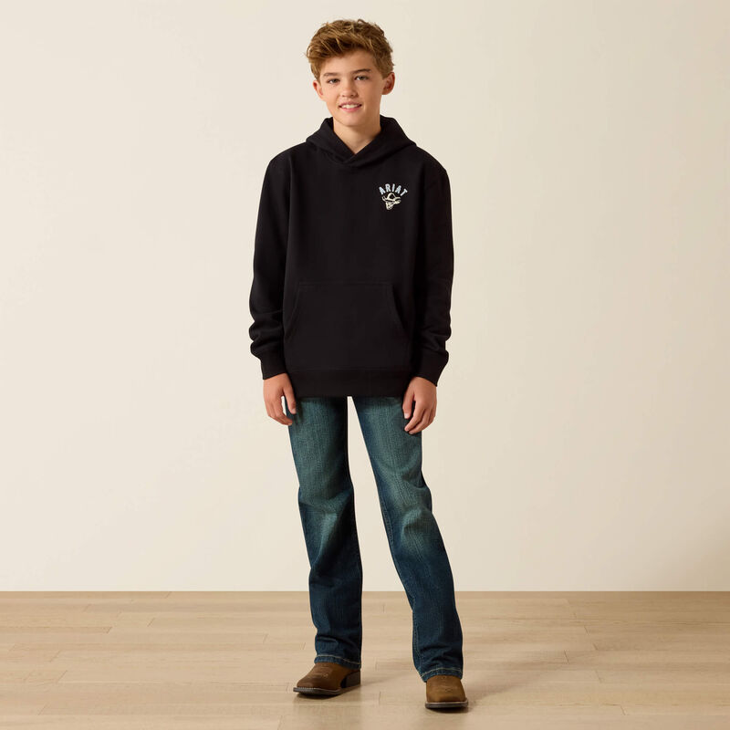 Ariat Boy's Stitched Skull Hoodie - Black