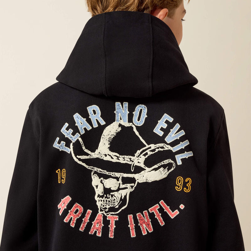 Ariat Boy's Stitched Skull Hoodie - Black