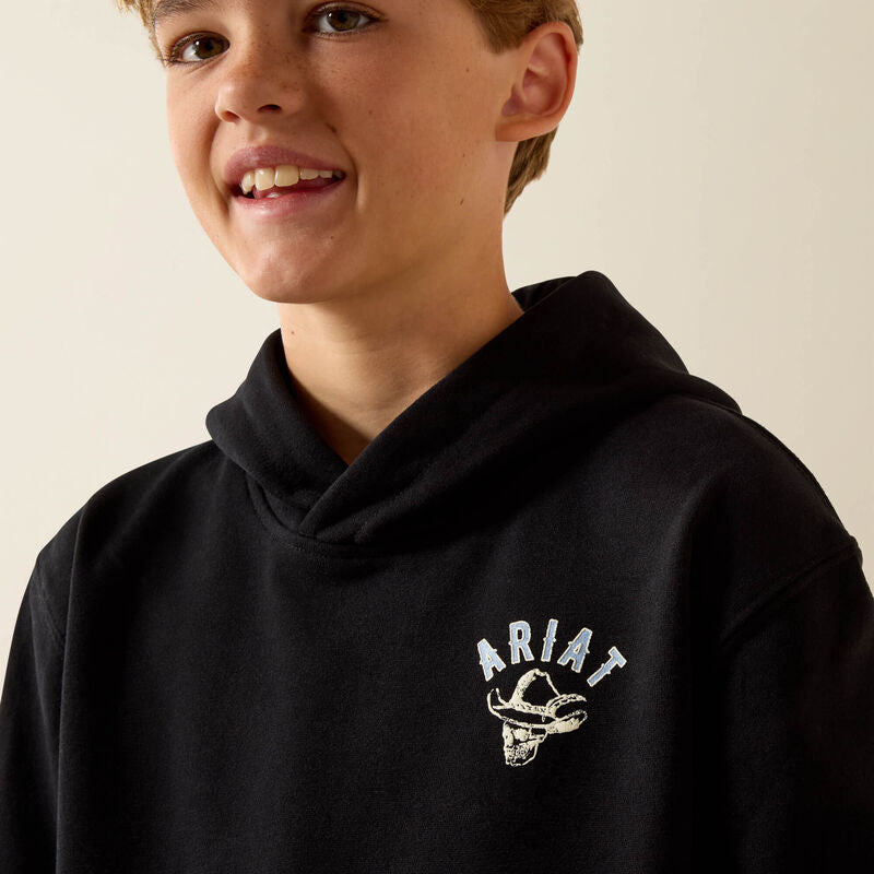 Ariat Boy's Stitched Skull Hoodie - Black