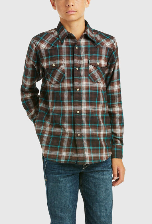 Ariat Boy's Harrisburg Cedarwood Retro Long Sleeve Shirt