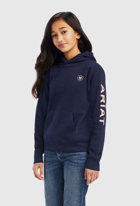 Ariat Kids REAL Arm Logo Hoodie (Navy Eclipse) - CLEARANCE