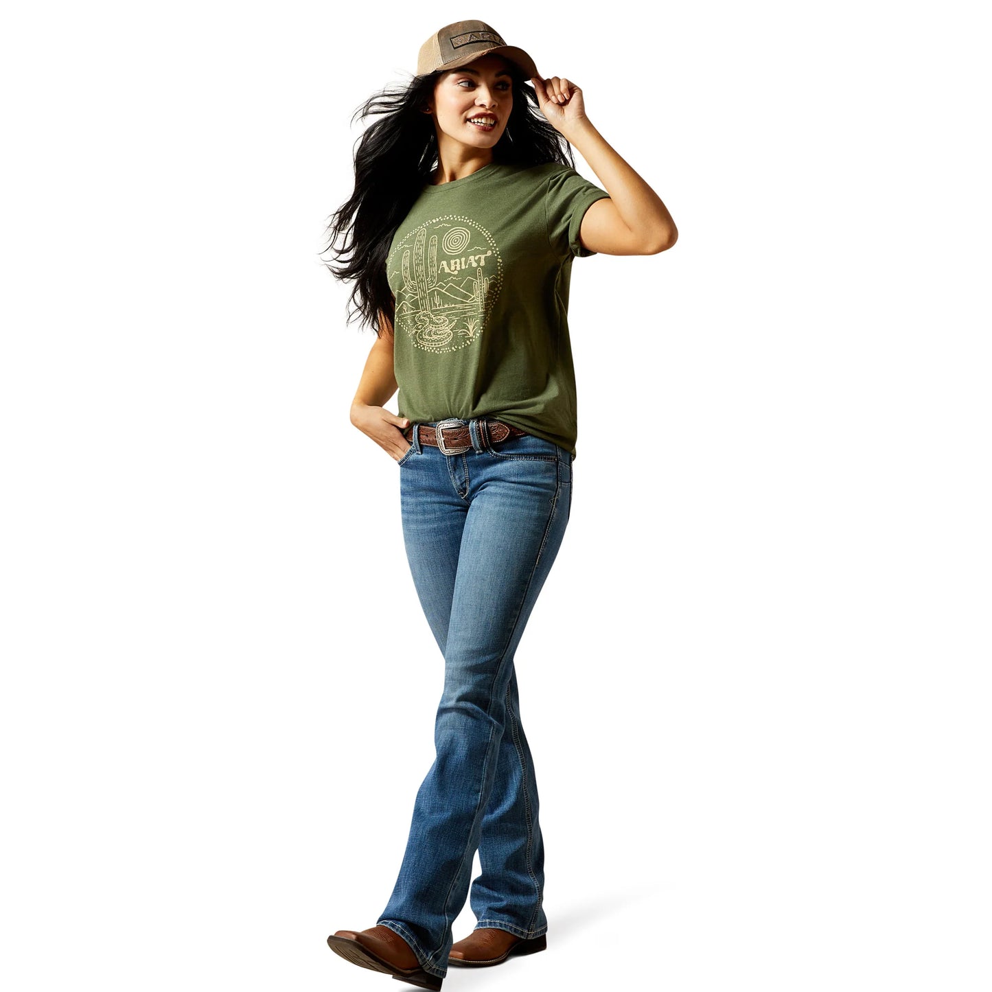 Ariat Ladies Desert Snake Olive Green T-Shirt