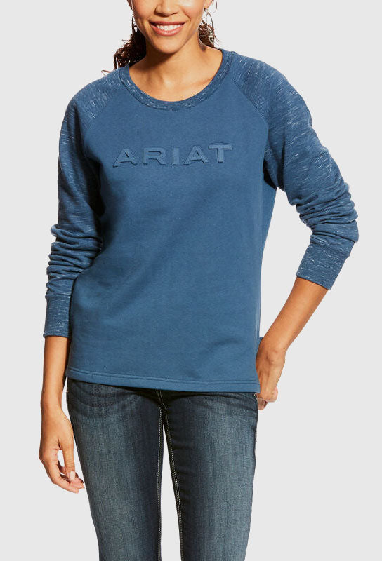 Ariat Ladies REAL Logo Crew Top - Ensign Blue