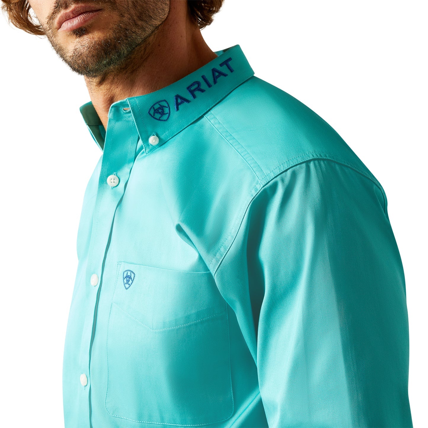 Ariat Men's Turquoise Team Logo Classic Fit Button Down Shirt