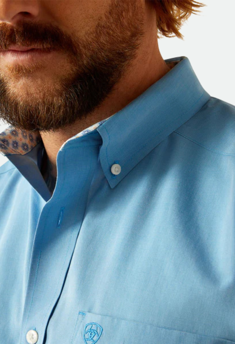 Ariat Mens Blue Wrinkle Free Solid Classic Fit Shirt