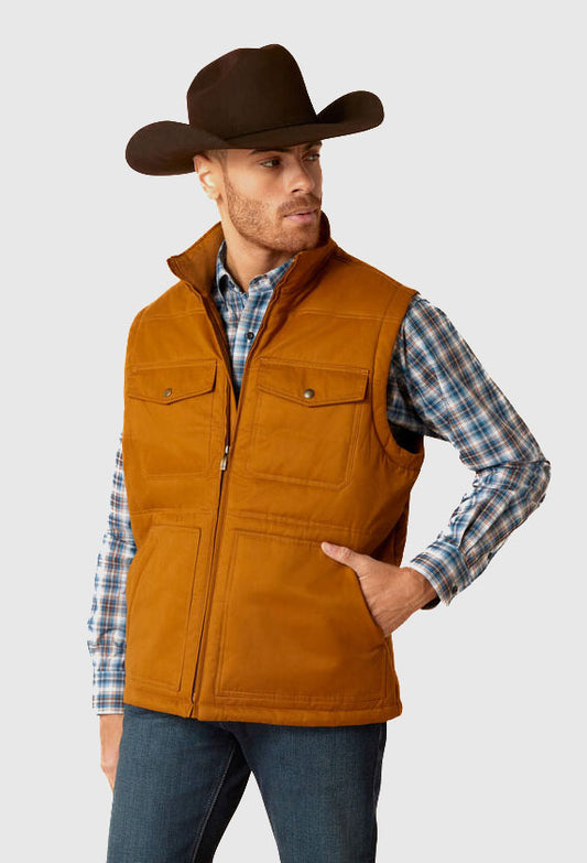 Ariat Men's Grizzly 2.0 Canvas Conceal and Carry Vest_Chesnut