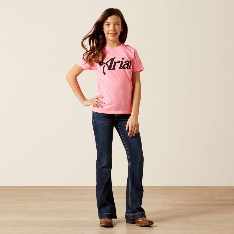 Ariat Girl's Spur Script T-Shirt - Pink Ice