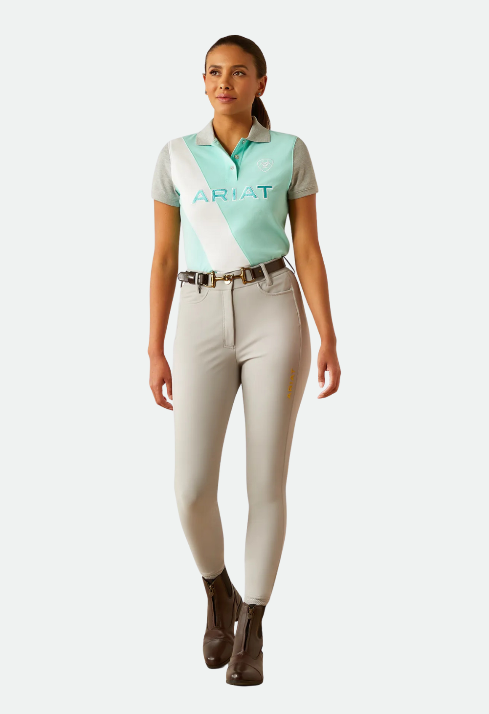 Ariat Taryn Polo in Beach Glass/Electric Green