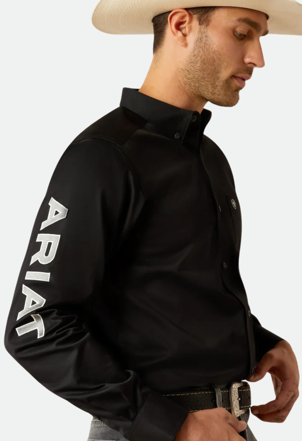 Ariat Men's Team Logo Twill Classic Fit Shirt - Black/Grey