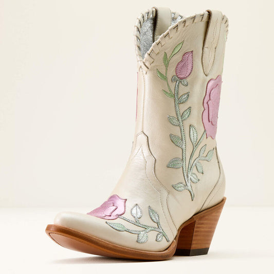 Ariat Women's Arrosa J Toe Western Boot - Ivory Pearl|Garden Shine