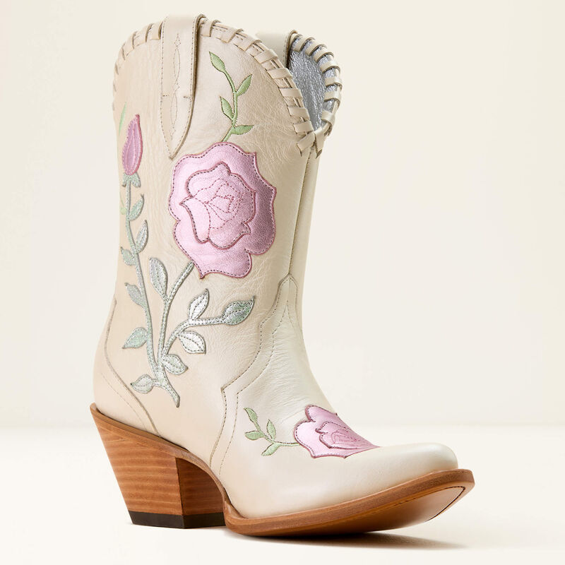 Ariat Women's Arrosa J Toe Western Boot - Ivory Pearl|Garden Shine