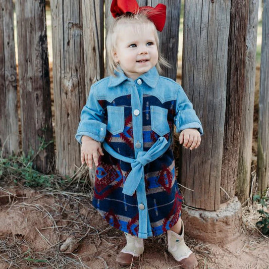 Shea Baby Girls Aztec Denim Dress