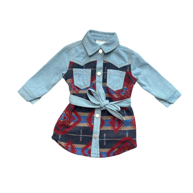 Shea Baby Girls Aztec Denim Dress