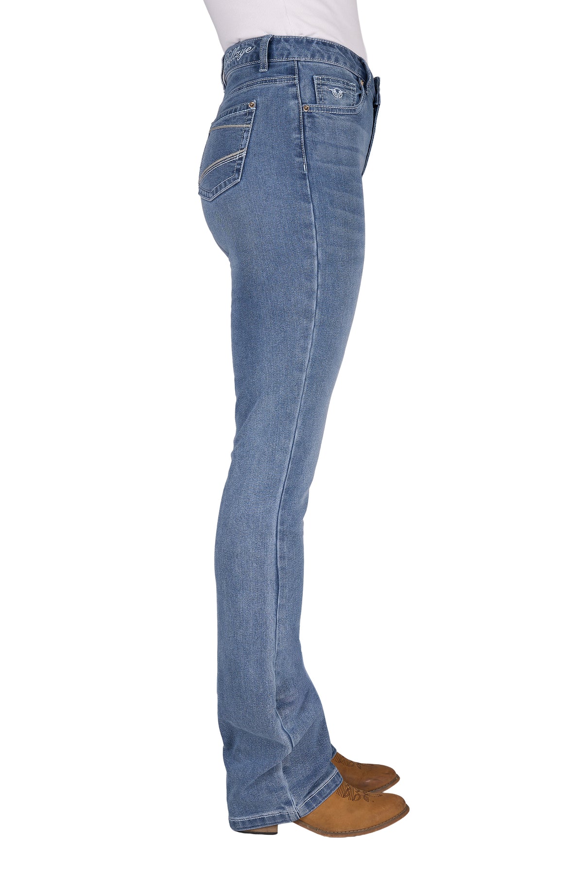 Bullzye Women’s Beccy High-Rise Bootcut Jeans - Faded Blue 34L