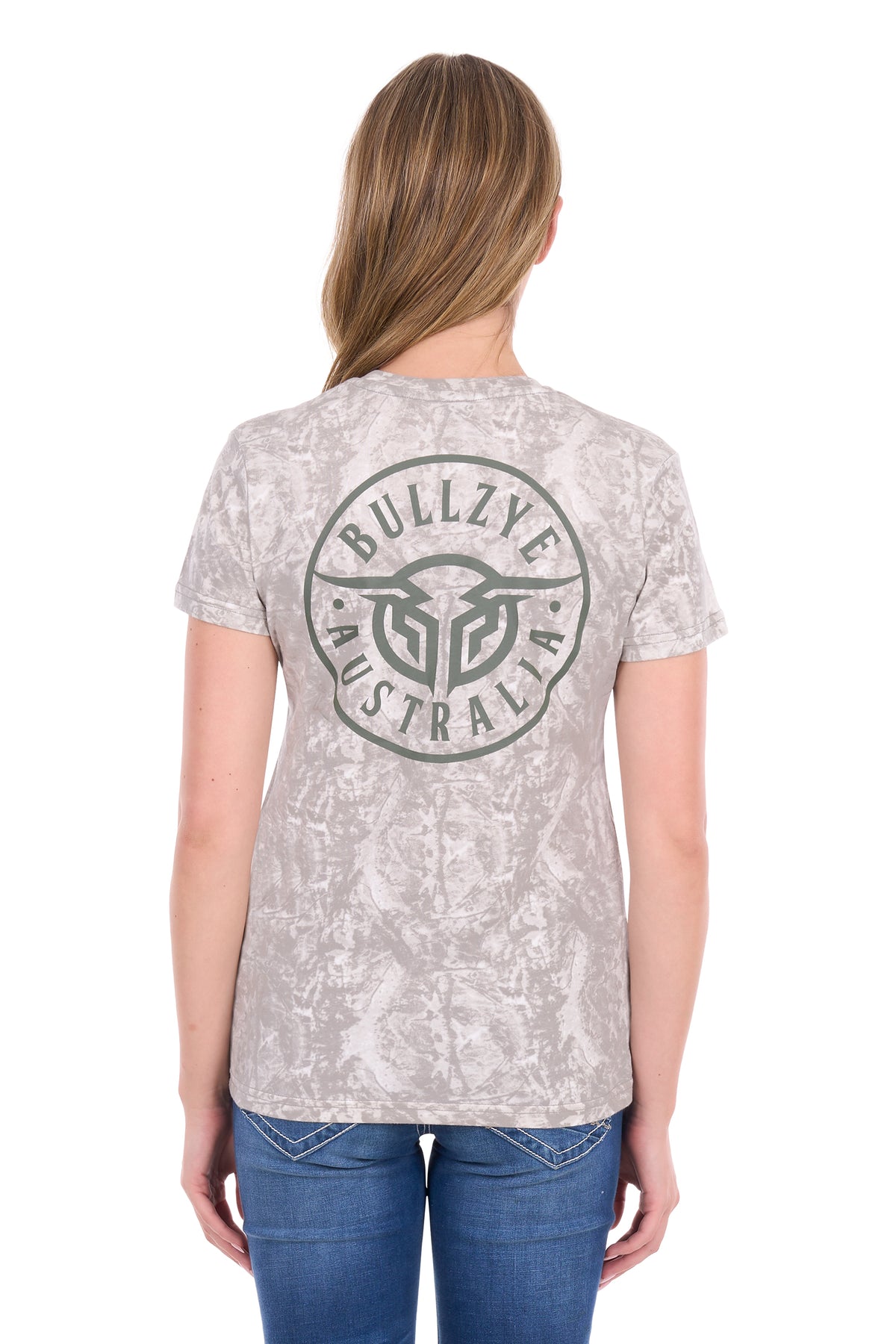 Bullzye Women’s Dusty V-NK Short Sleeve Tee - Grey Camo