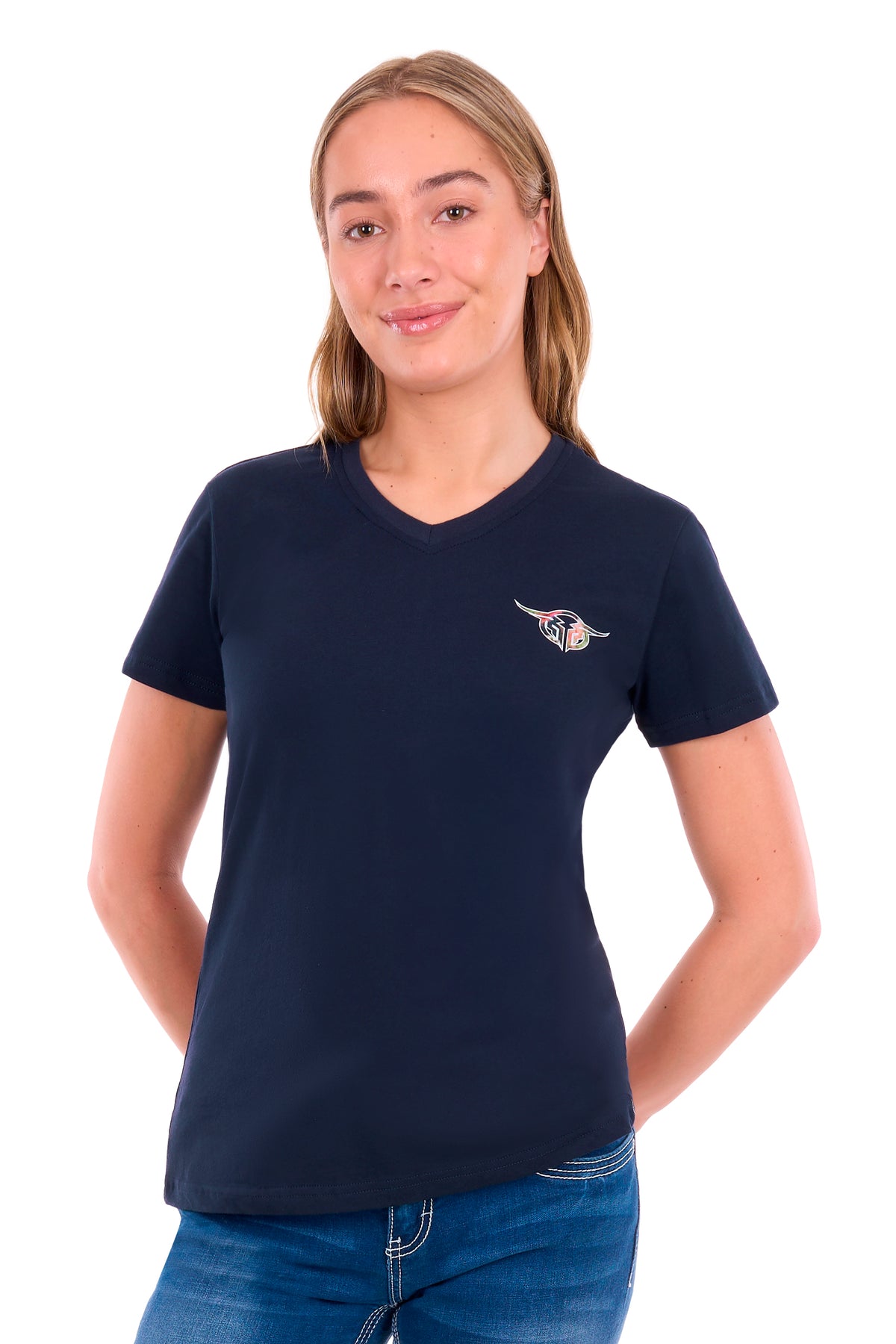 Bullzye Women’s Belle V-NK Short Sleeve Tee - Navy