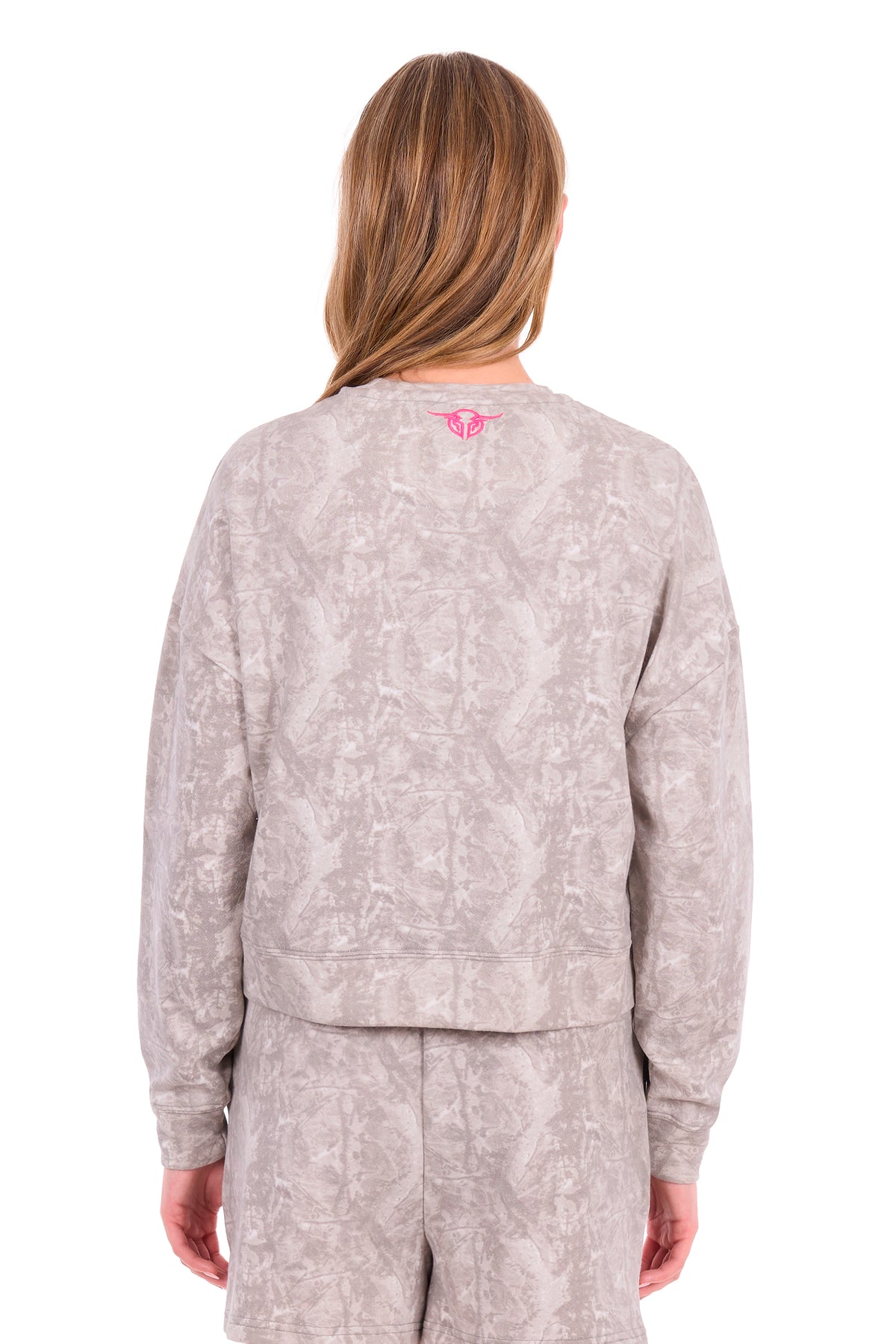 Bullzye Women’s Lotti Crop Sweat Top - Grey Camo