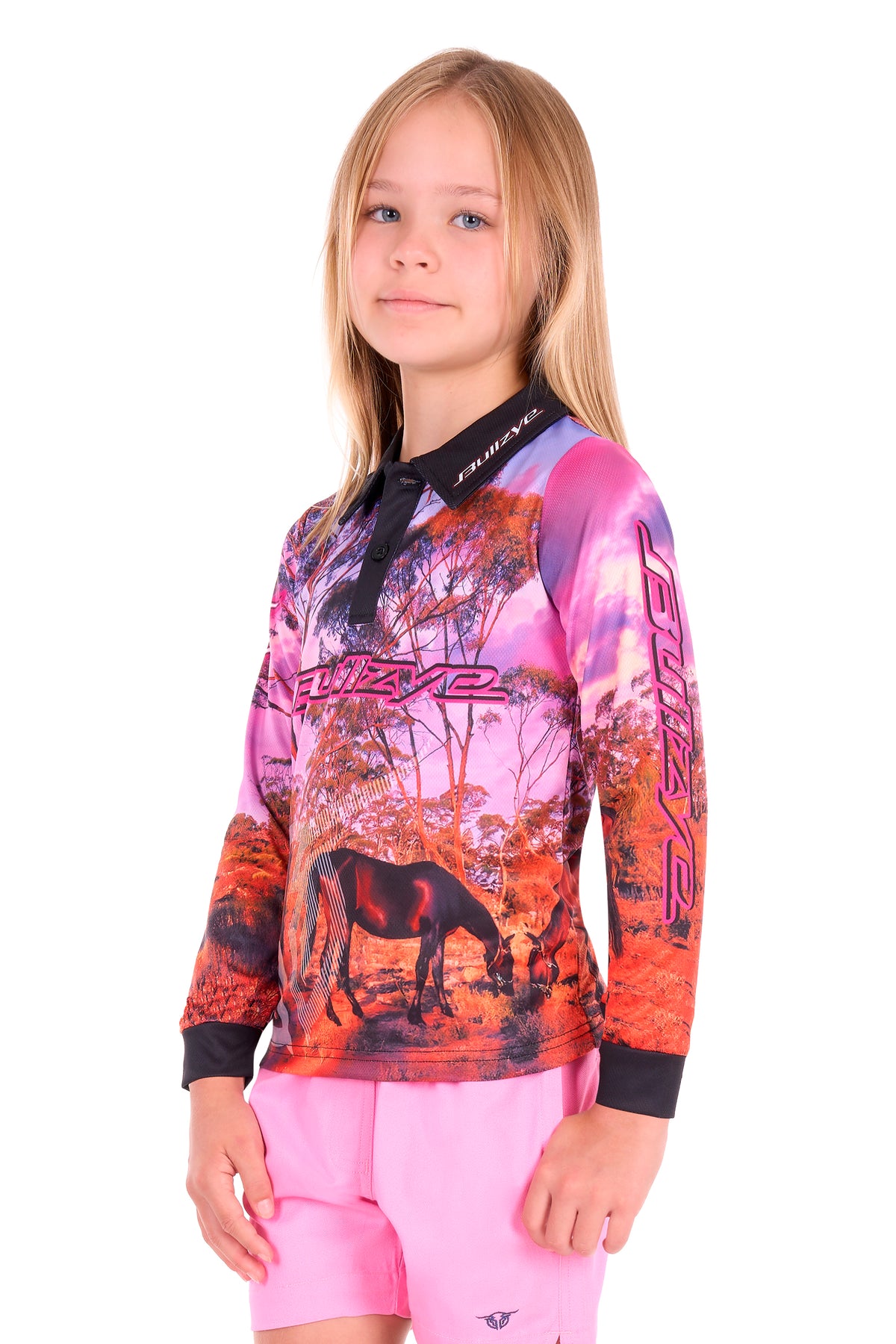 Bullzye Girls’ Grazing Horse Long Sleeve Tee - Multi