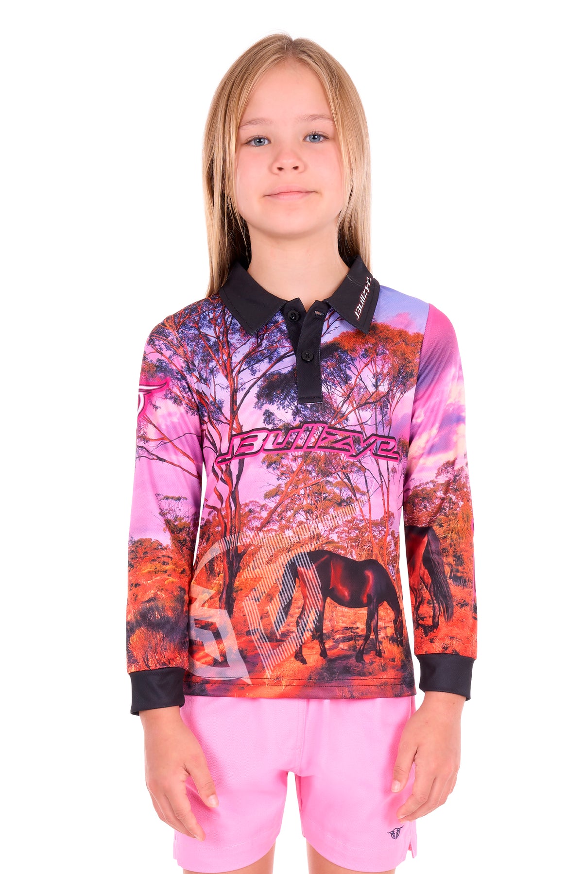 Bullzye Girls’ Grazing Horse Long Sleeve Tee - Multi
