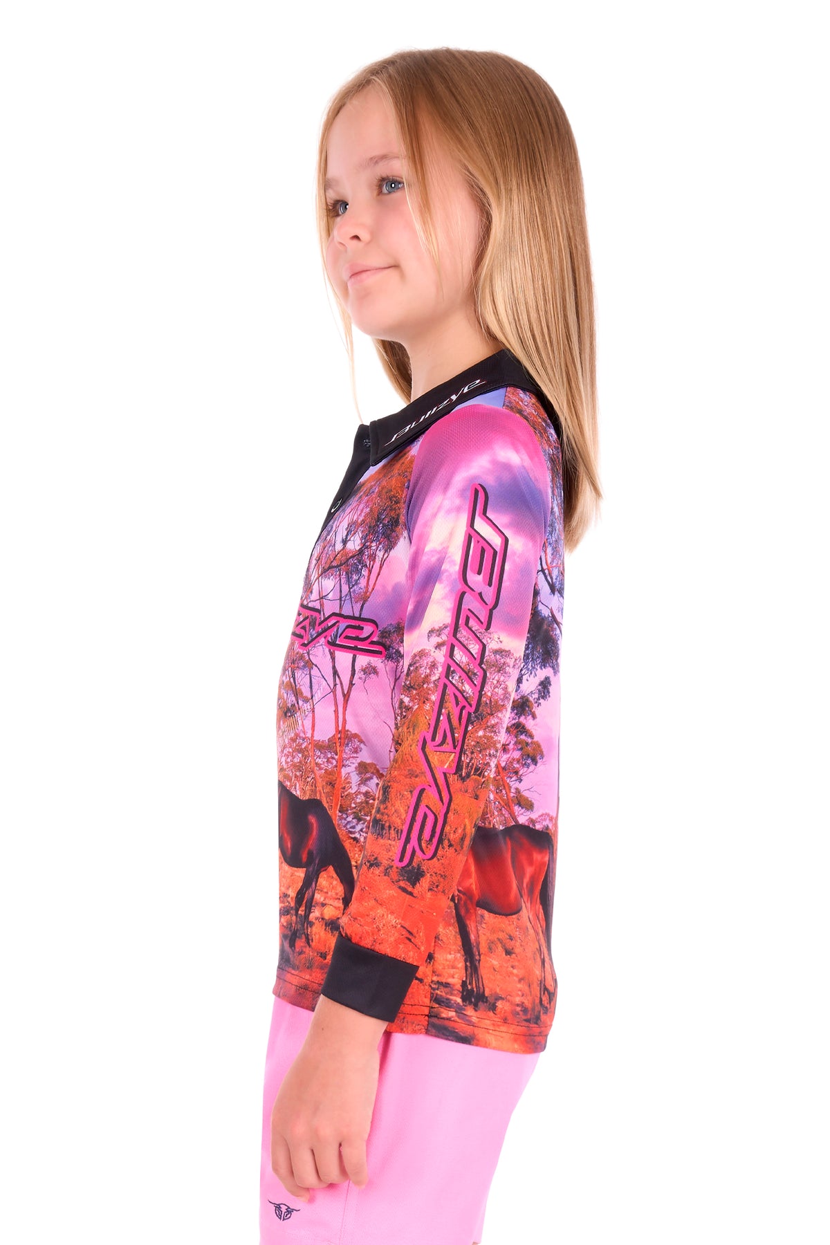 Bullzye Girls’ Grazing Horse Long Sleeve Tee - Multi