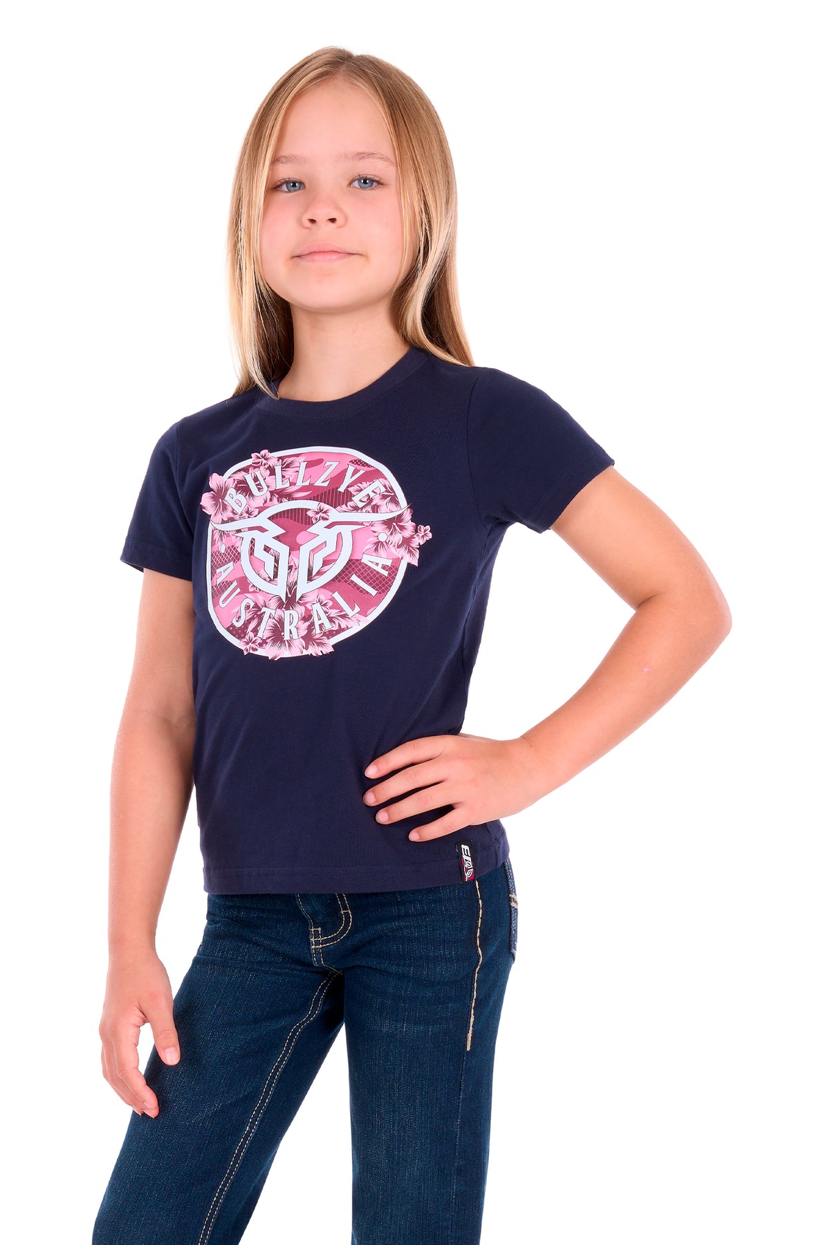 Bullzye Girls’ Ellie Short Sleeve Tee - Navy