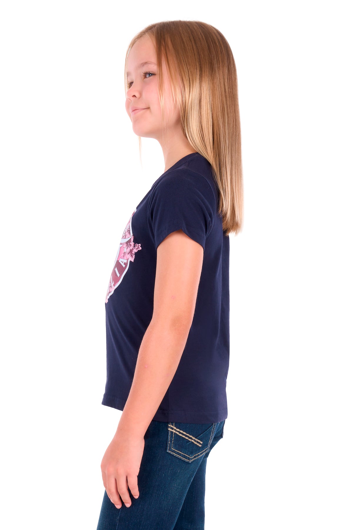 Bullzye Girls’ Ellie Short Sleeve Tee - Navy
