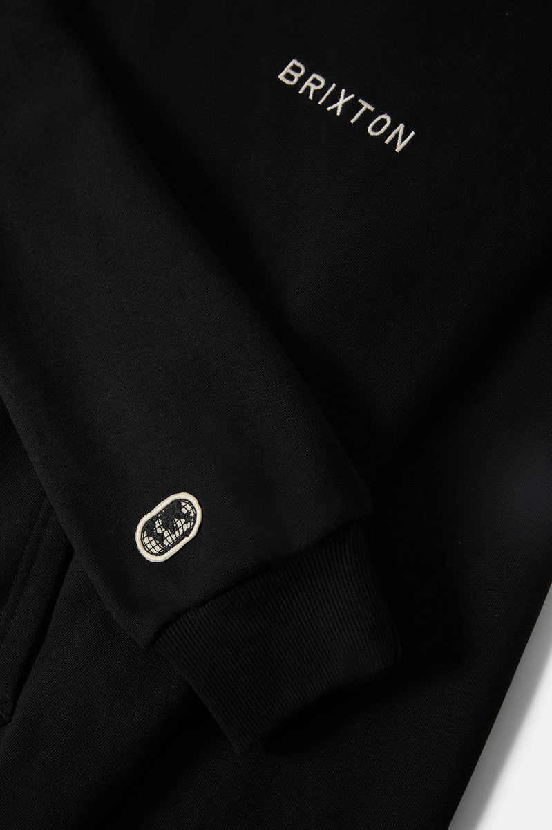 Brixton Embroidered Heavyweight Oversized Hoodie -  Black