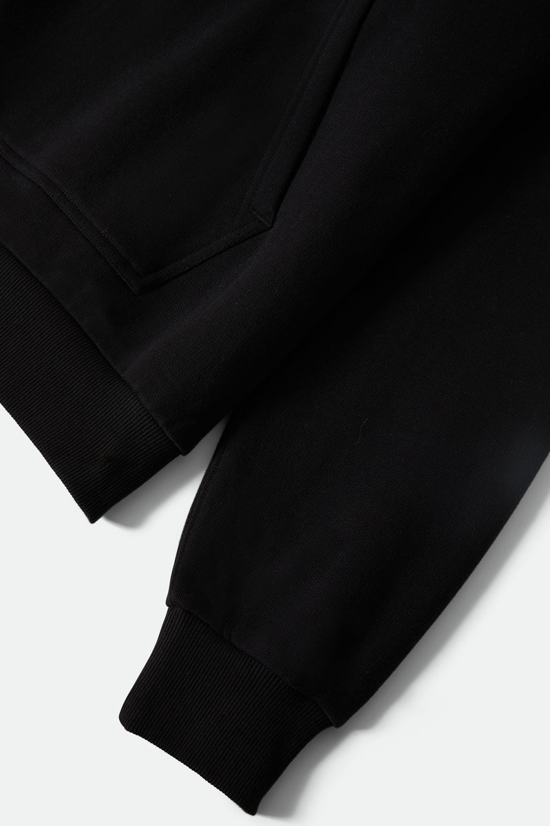 Brixton Embroidered Heavyweight Oversized Hoodie -  Black