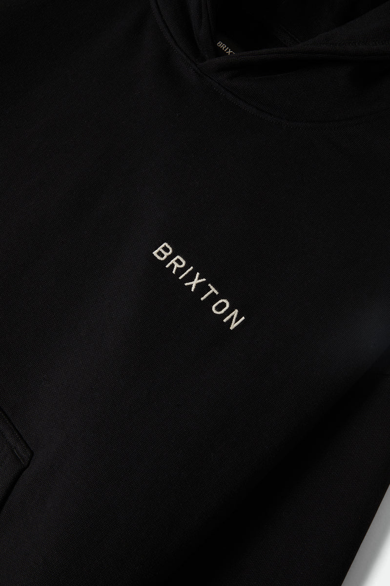 Brixton Embroidered Heavyweight Oversized Hoodie -  Black
