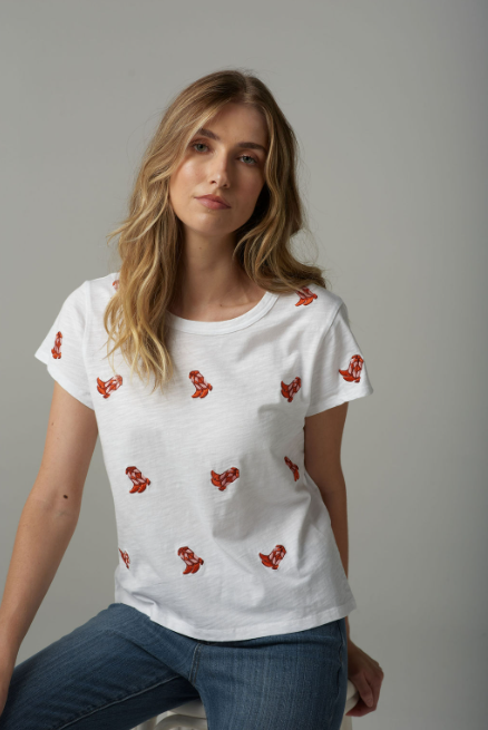 Goondiwindi Cotton Embroidered  Boots Tee - White